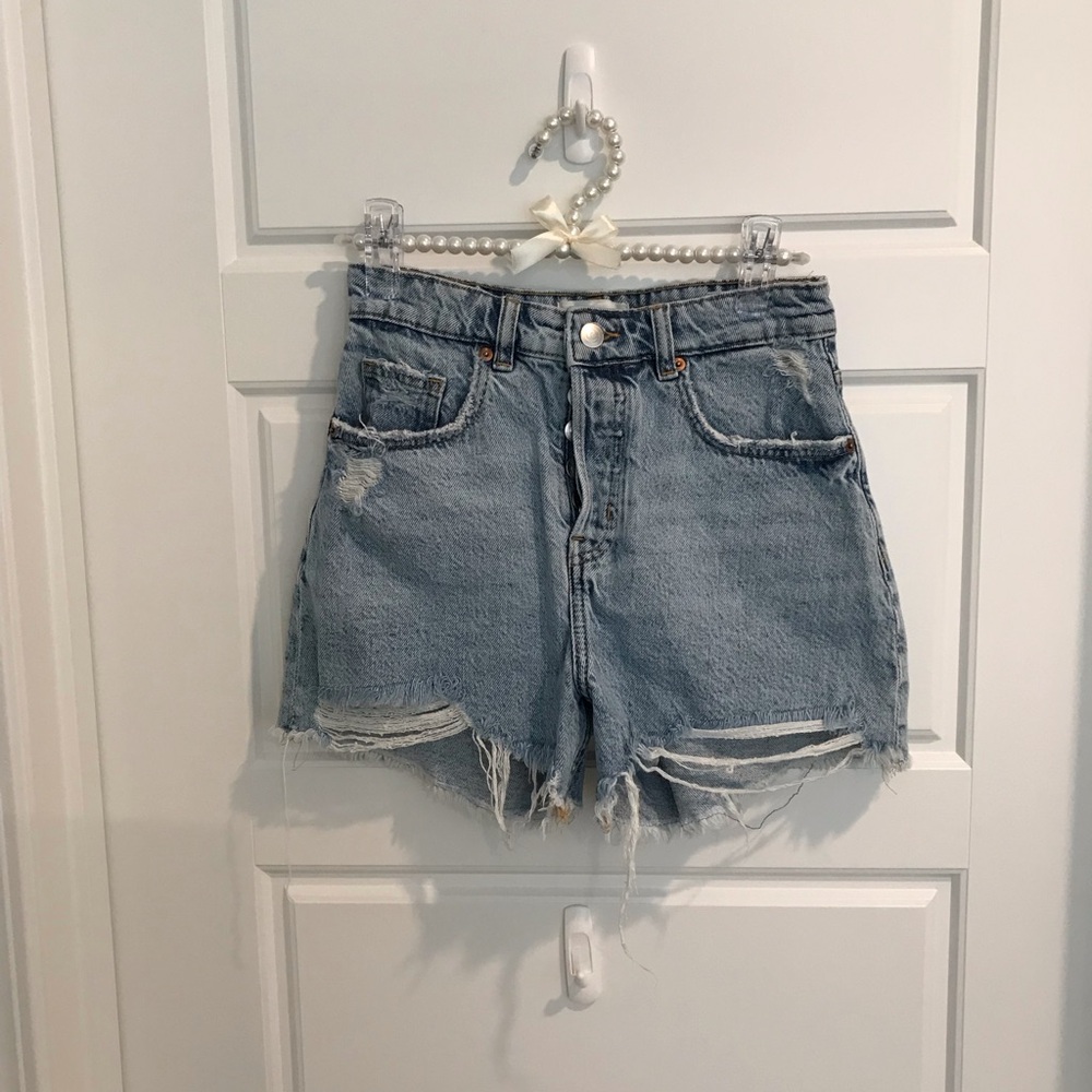 H&M Blue Jean Shorts High-Waisted Vintage Style